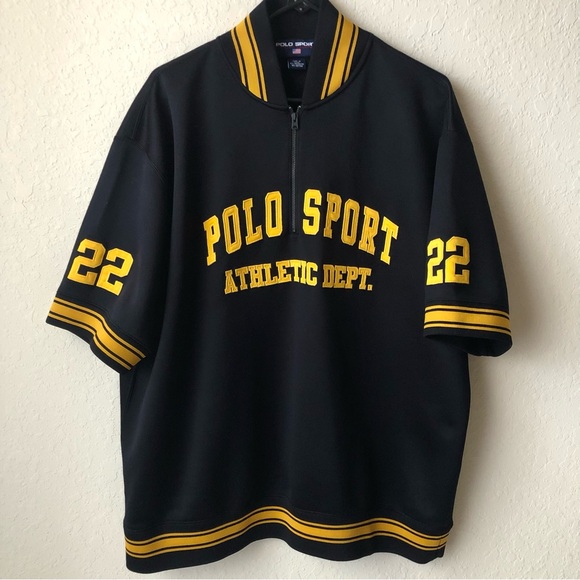 Vintage Ralph Lauren Polo Sport Men’s Varsity Basketball Warmup Black & Yellow - Picture 3 of 16